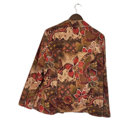 Allison Daley Fall Floral Print Earth Tones Button Down Collared Jacket Size 14 - Picture 2 of 8